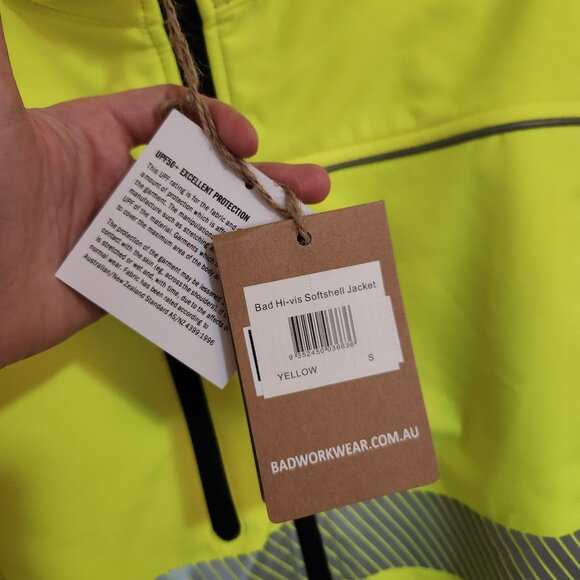 NWT BAD Waterproof Hi-Vis Softshell Reflective Safety Jacket Yellow S - Picture 7 of 8